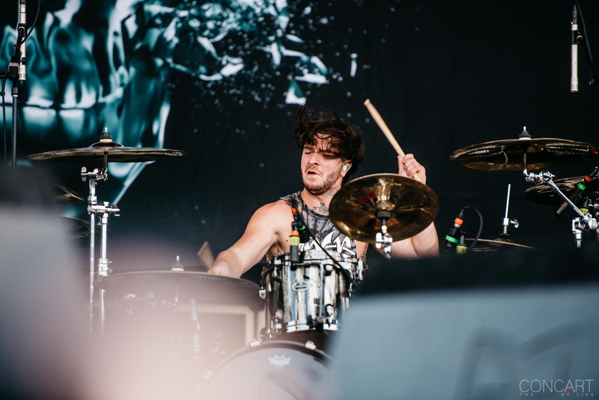 Photo of B.J. Stead Chicago Open Air hardcore Illinois Jerod Boyd Justin Aufdemkampe Levi Benton Miss May I Ryan Neff Toyota Park 38