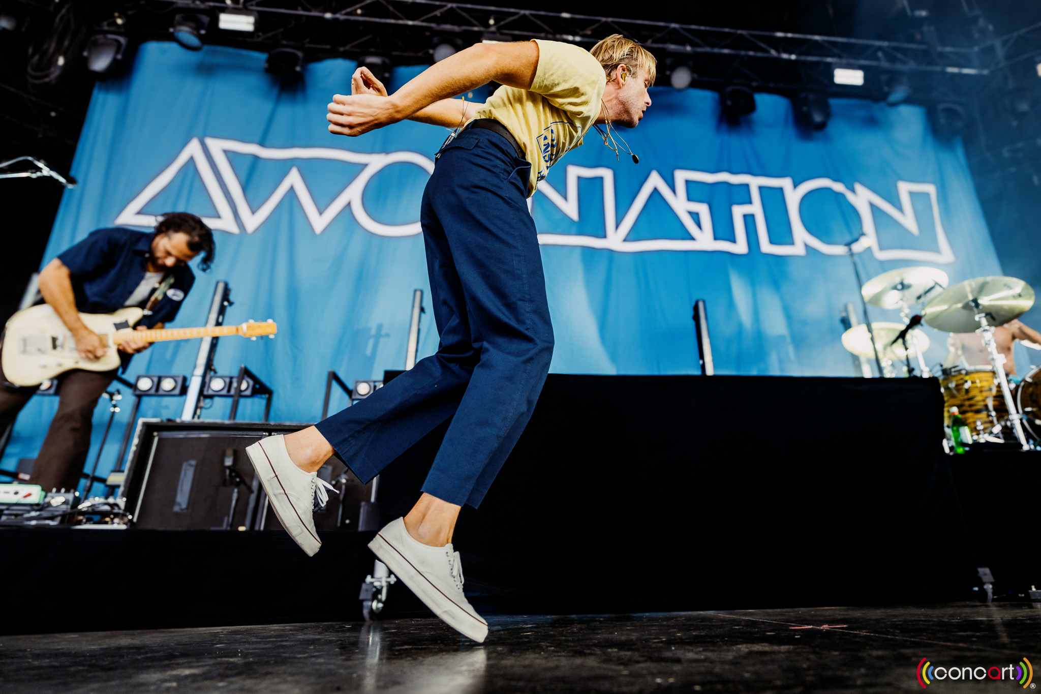 Vocalist of AWOLNATION, Aaron Bruno, performing live on stage // Photo by Sean Molin